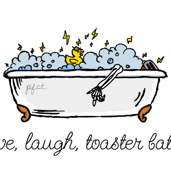 live, laughter, toaster bath - Black Font Thumbnail